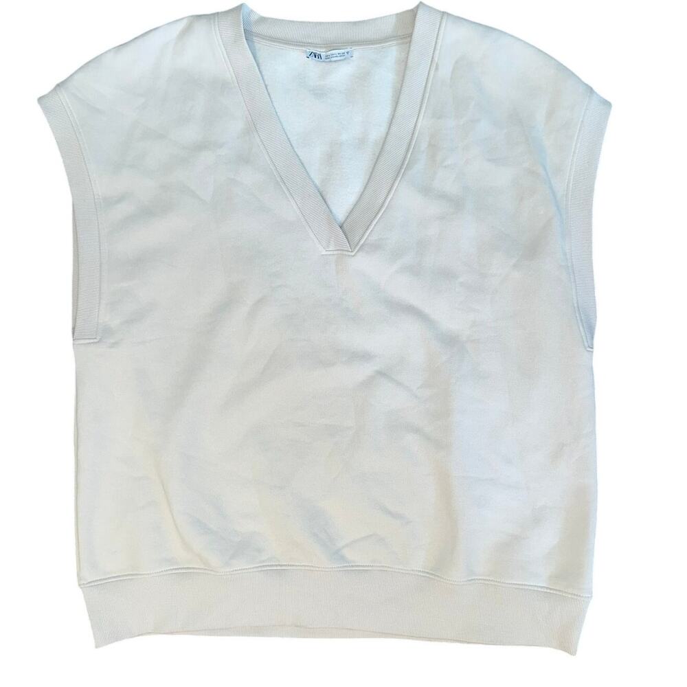 Zara Cream Oversized‎ Sweatshirt vest Women's med